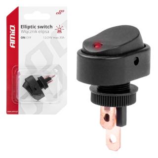 Intrerupator Auto Eliptic 12 24V max 30A, ON OFF, cu Lumina Rosie