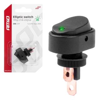 Intrerupator Auto Eliptic 12 24V max 30A, ON OFF, cu Lumina Verde