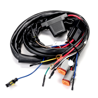 Kit cablaj cu releu si siguranta cu 3 iesiri, mufe DT 6 pini, pentru proiectoare, Led Bar, 500W, 12V