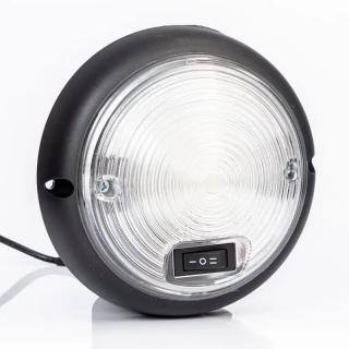 Lampa LED interior auto, rotunda, neagra, cu 2 moduri