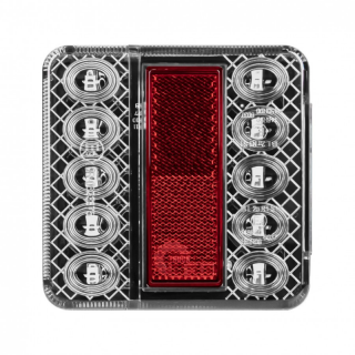 Lampa semnalizare, Tripla LED cu 5 functii, 10 x 10cm, 12V, Transparenta