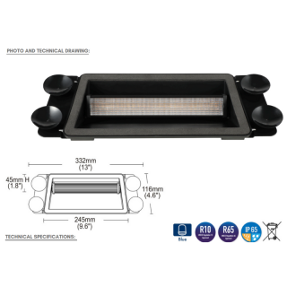 Lampa stroboscopica LED cu ventuze 332 x 116 x 76, albastru