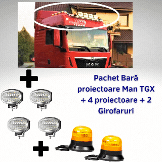 Pachet complet Bara proiectoare Man TGX XXL, GX, GM + 4 proiectoare + 2 girofaruri