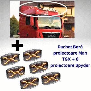 Pachet complet Bara proiectoare Man TGX XXL, XLX, GM, GX + 6 proiectoare Spyder