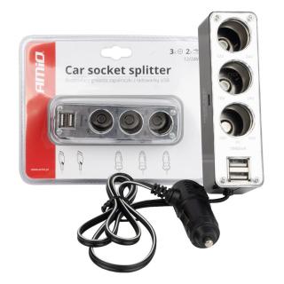Prelungitor Priza Bricheta Auto SOC3, 3 Prize + 1 USB