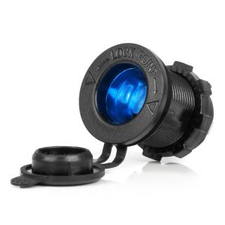 Priza Bricheta Auto Impermeabila, Iluminare LED Albastru, 12V 24V