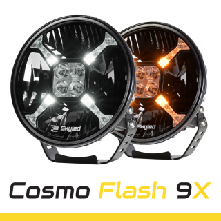 Proiector camion, offroad Cosmo Flash 9X, 11000Lm, 120W, 12 24V, 22.8cm, pozitie alba   portocalie, si stroboscop