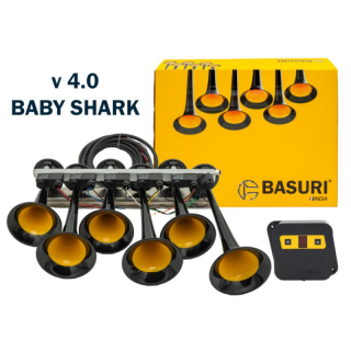 Semnal pneumatic, claxon inox pneumatic Basuri BABY SHARK 4.0, cu 22 melodii, 12 24V