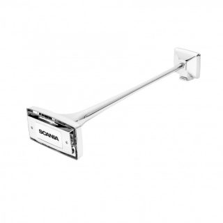 Semnal pneumatic, claxon otel cu finisaj cromat, sigla Scania, dreptunghiular, 74cm