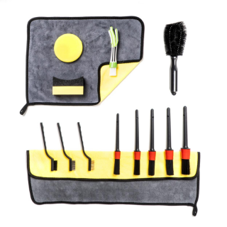 Set 14 Piese Detailing Auto, Pensule, Burete, Lavete Microfibra
