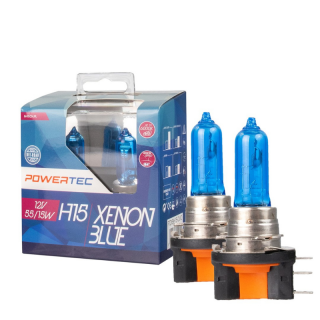 Set 2 Becuri H15, 12V, PGJ23t-1, 55 15W, Albastru Xenon