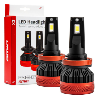 Set Becuri LED Seria X3 H8 H9 H11 H16, 9900lm, 6500K, Canbus