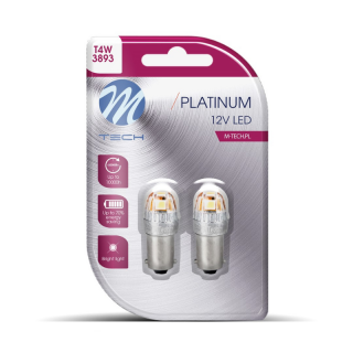 Set doua becuri LED, BA9s, T4W, 12-24V, 1W, lumina alba