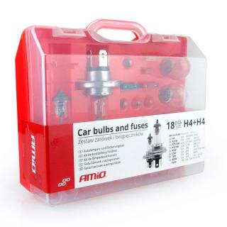 Trusa Becuri Rezerva Halogen si Sigurante Auto, 19 Piese (2x H4)