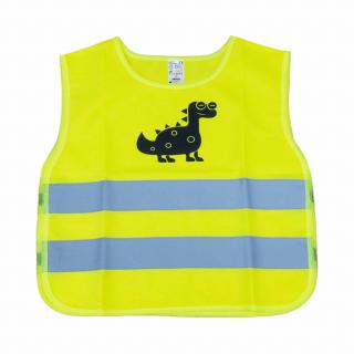 Vesta Reflectorizanta Siguranta Copii, Galbena cu Certificat, Model DINOZAUR