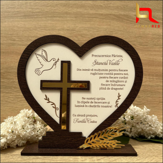 Cadou religios pentru preot ,   Rama cu mesaj de multumire si cruce aurie