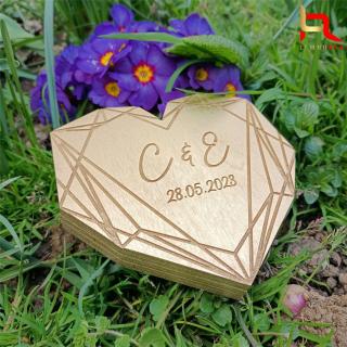 Cutie verighete personalizata GEOMETRIC HEART