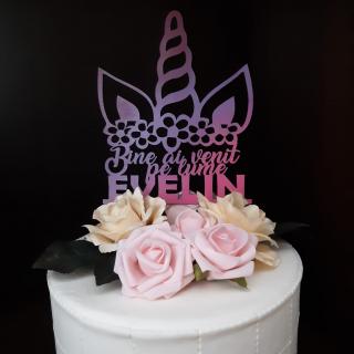 Decoratiune tort multicolora Unicorn