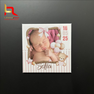 Magnet de Frigider Personalizat pentru Botez ,   Cadou Unic cu Numele Copilului si Data Evenimentului