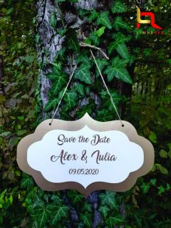 Placuta Save the Date personalizata cu nume si data nuntii