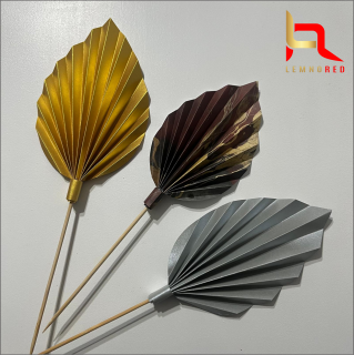 Set de 3 Evantaie Decorative pentru tort - Frunze de Palmier ,   auriu, gri si combinat