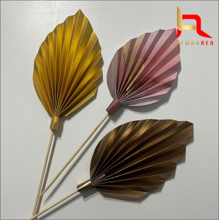 Set de 3 Evantaie Decorative pentru tort - Frunze de Palmier ,   auriu, maro si combinat