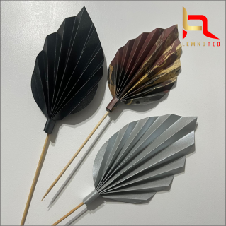 Set de 3 Evantaie Decorative pentru tort - Frunze de Palmier ,   negru, gri si combinat