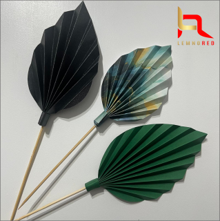 Set de 3 Evantaie Decorative pentru tort - Frunze de Palmier ,   negru, verde si combinat