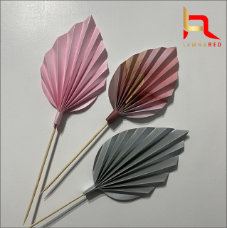 Set de 3 Evantaie Decorative pentru tort - Frunze de Palmier ,   roz, gri si combinat