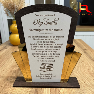 Trofeu personalizat Profesor Diriginte - Cadou cu Nume, Clasa si Promotia