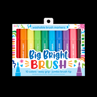 Carioci lavabile cu pensula, Big Bright Brush, set 10 culori