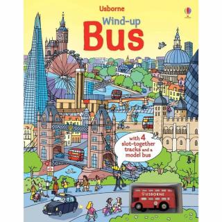 Carte cartonata cu jucarie Wind-up Bus Book with slot-together tracks