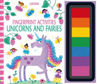 Carte cu activitati de pictat cu degetelele ,   Fingerprint Activities Unicorns and Fairies