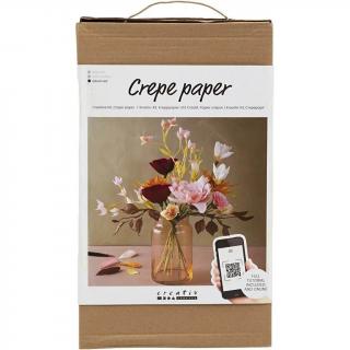 Kit creativ cu hartie creponata - buchet de flori