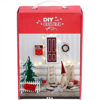 Kit creativ - cutie ornamente din lemn de Craciun, Elf