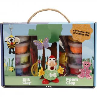 Kit creativ - din plastilina Foam Clay si Silk Clay