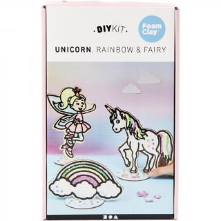 Kit figurine din lemn si plastilina Foam Clay - zana si unicorn