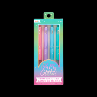 Pixuri retractabile cu gel si sclipici, Oh My Glitter!, set 4 culori