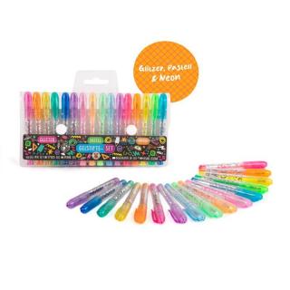 Set 16 mini pixuri cu gel, glitter, neon