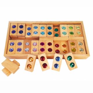 Set 45 piese din lemn cu pietre stralucitoare, Bauspiel