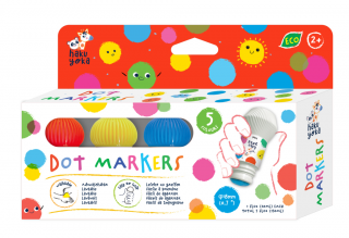 Set 5 carioci lavabile Dot Markers - culori clasice, Haku Yoka