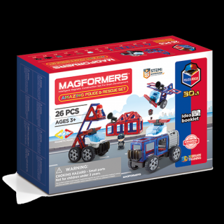 Set magnetic de construit- Magformers, masini de interventie