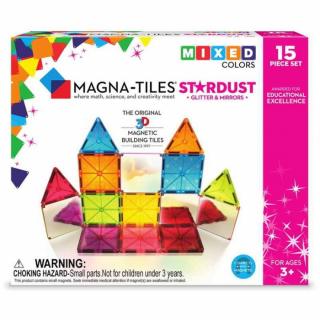 Set magnetic Magna-Tiles Stardust cu sclipici si oglinzi (15 piese)