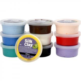 Set plastilina moale Silk Clay 10 culori asortate