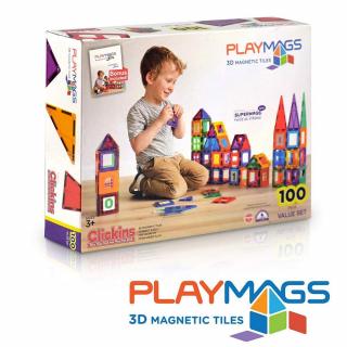 Set Playmags - 100 piese magnetice de constructie