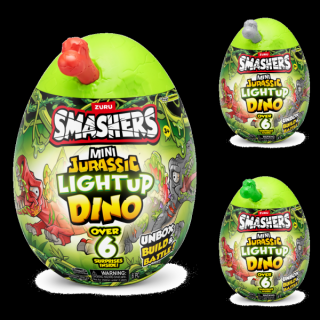 Smashers - Mini Ou surpriza cu peste 6 accesorii, Dino Jurassic Light-Up