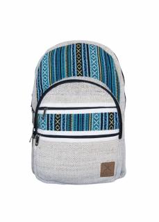 Rucsac Batchira Ocean, handmade, canepa si materiale reciclate, unisex, multicolor, 40 x 30 x 15 cm