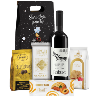 Cos Cadou de Craciun, 5 produse + Cutie Cadou, 1605 gr, Signature Basket