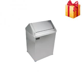 Cos de gunoi cu capac batant, din inox, 45 litri