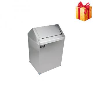 Cos de gunoi cu capac batant, din inox, 54 litri